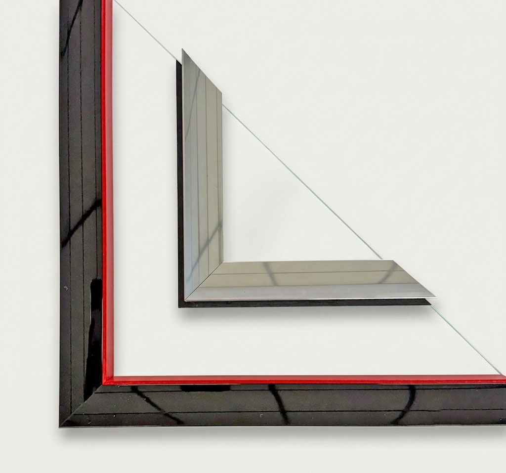  Alu Double mini gondole Noir rehausse rouge vif interieur argent
